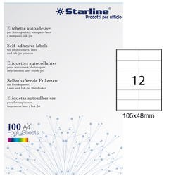 Etichetta adesiva bianca 100fg A4 105x48mm (12et/fg) STARLINE