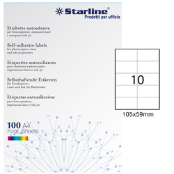 Etichetta adesiva bianca 100fg A4 105x59mm (10et/fg) STARLINE