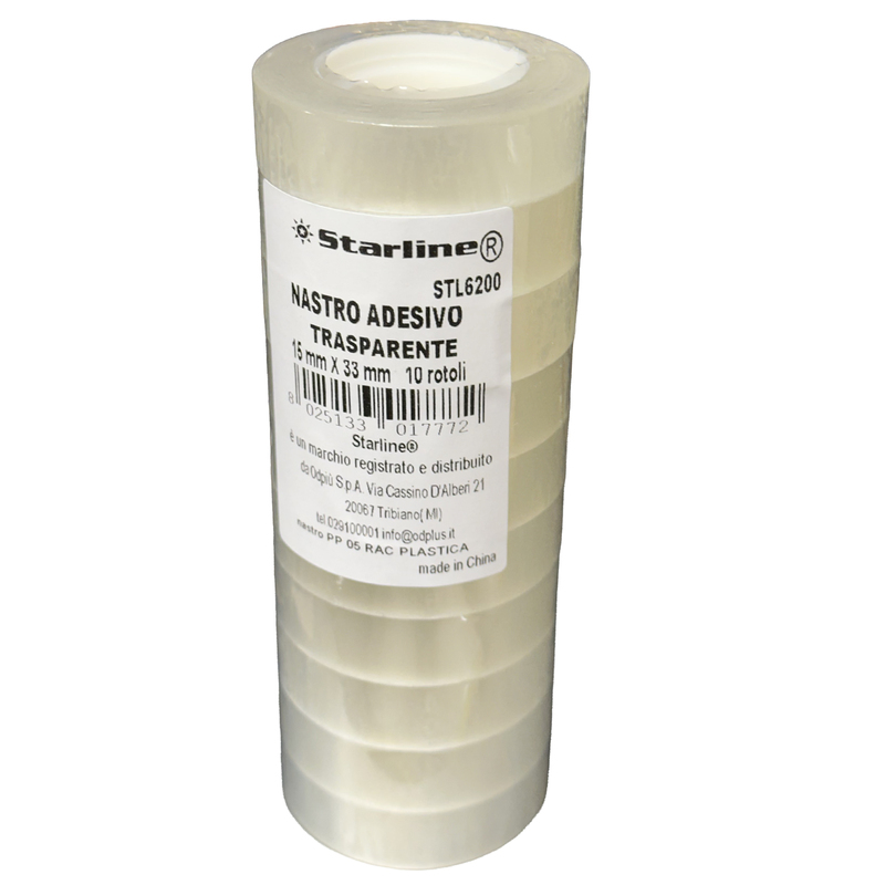TORRE 10 ROTOLI NASTRO ADESIVO 15MMX33MT TRASPARENTE STARLINE