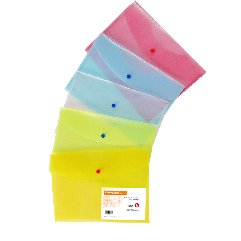 BUSTA CON BOTTONE 22x30cm COLORI ASS. Starline