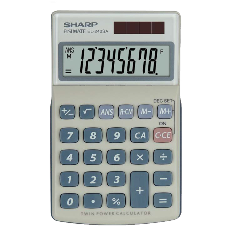 Sharp Calcolatrice tascabile EL240SAB Bianco/Grigio 8 cifre