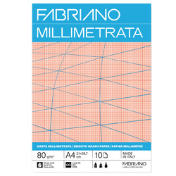 Blocco carta millimetrata A4 80gr 10fg Fabriano