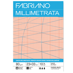 Blocco carta millimetrata 23x33cm 80gr 10fg Fabriano