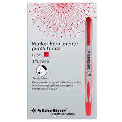 Marcatore permanente punta tonda 2mm rosso Starline