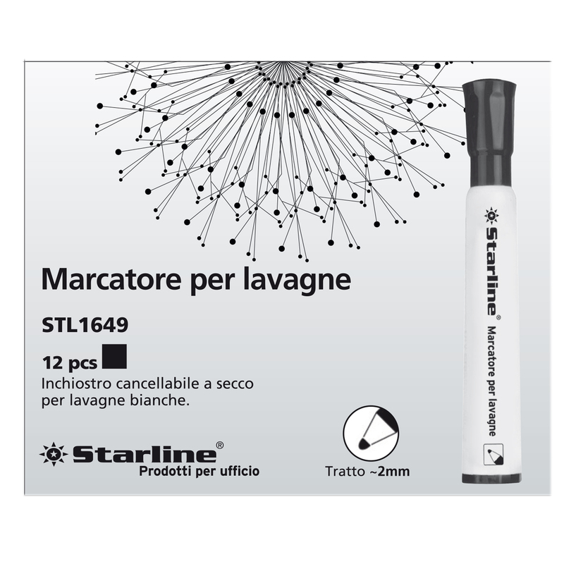 Marcatore per lavagne punta tonda 2mm nero Starline