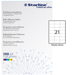 Etichetta adesiva bianca 100fg A4 70x42,3mm (21et/fg) STARLINE