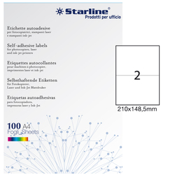 Etichetta adesiva bianca 100fg A4 210x148,5mm (2et/fg) STARLINE