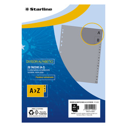 Divisori alfabetici (A-Z) in PP 20 tacche F.to A4 MAXI 24,5x30cm Grigio Starline