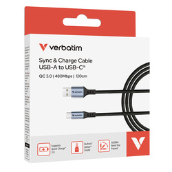 Verbatim Cavo di sincronizzazione e ricarica da USB-A a USB-C_18W_120 cm