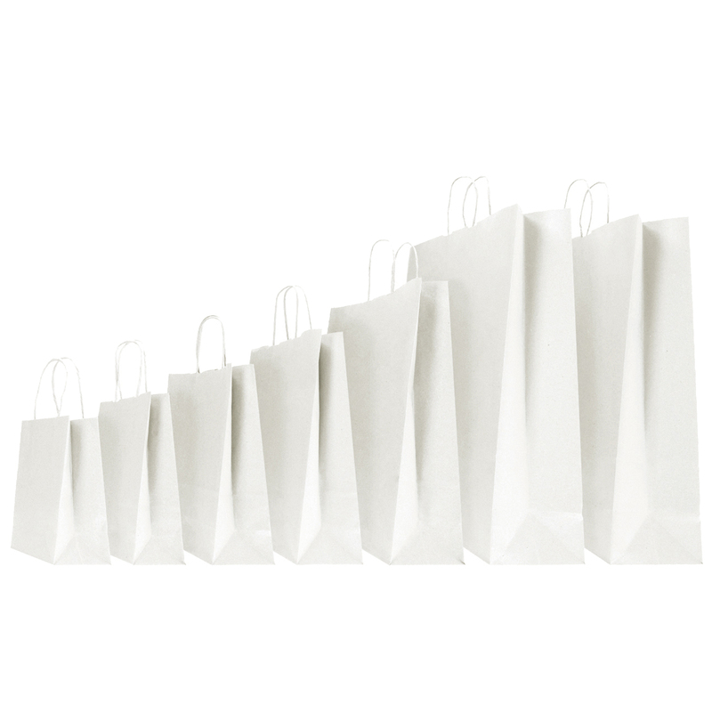 25 Shoppers in carta kraft 14x9x20cm Twisted bianco