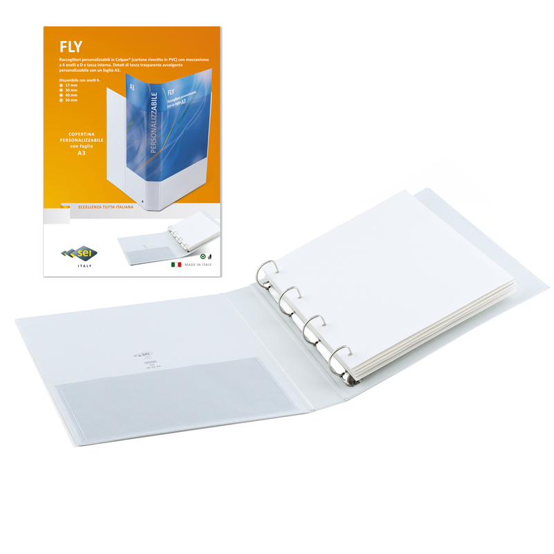 Raccoglitore FLY 30 A4 4D 22x30cm personalizzabile bianco SEI ROTA