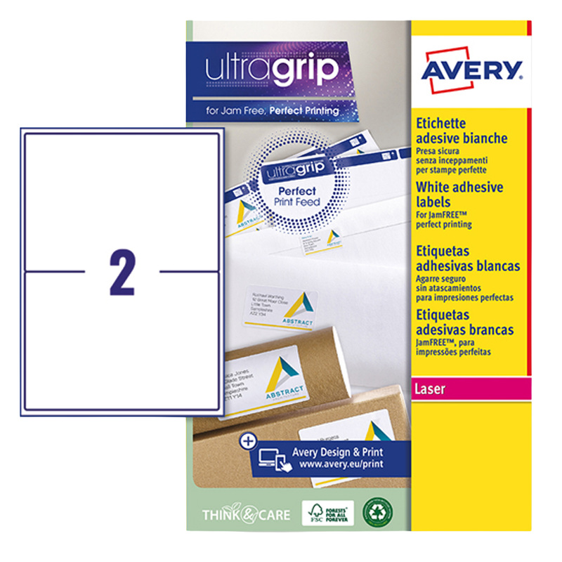 Etichetta adesiva L7168 bianca 15fg A4 199,6x143,5 (2et/fg) Avery