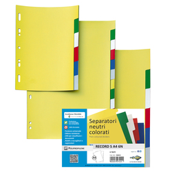 SEPARATORE 6 TASTI COLORATI 21X29,7 PPL RECORD SA46N SEI