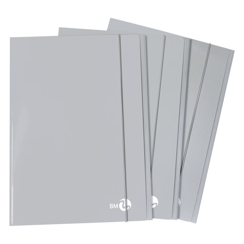 Cartellina 3 lembi piatta con elastico, f.to A4 grigio chiaro BM