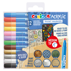 Astuccio 12 Paint Marker acrilico punta media colori assortiti Carioca