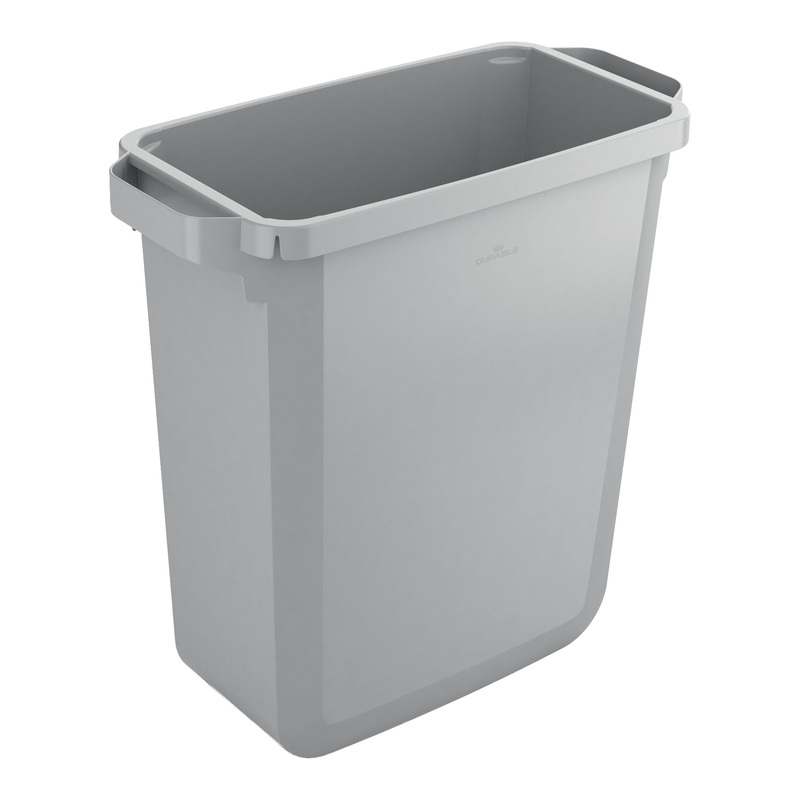 Bidone grigio DURABIN rettangolare in PP con maniglie per il trasporto 60 lt Dur