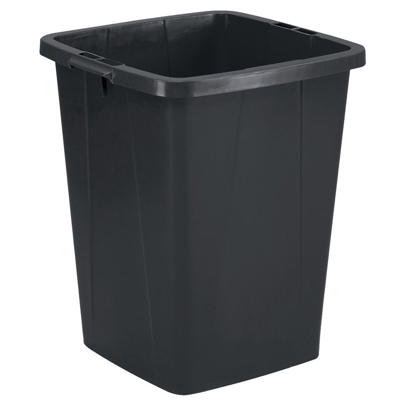 Bidone nero DURABIN quadrato in PP con maniglie per il trasporto 90 lt Durable
