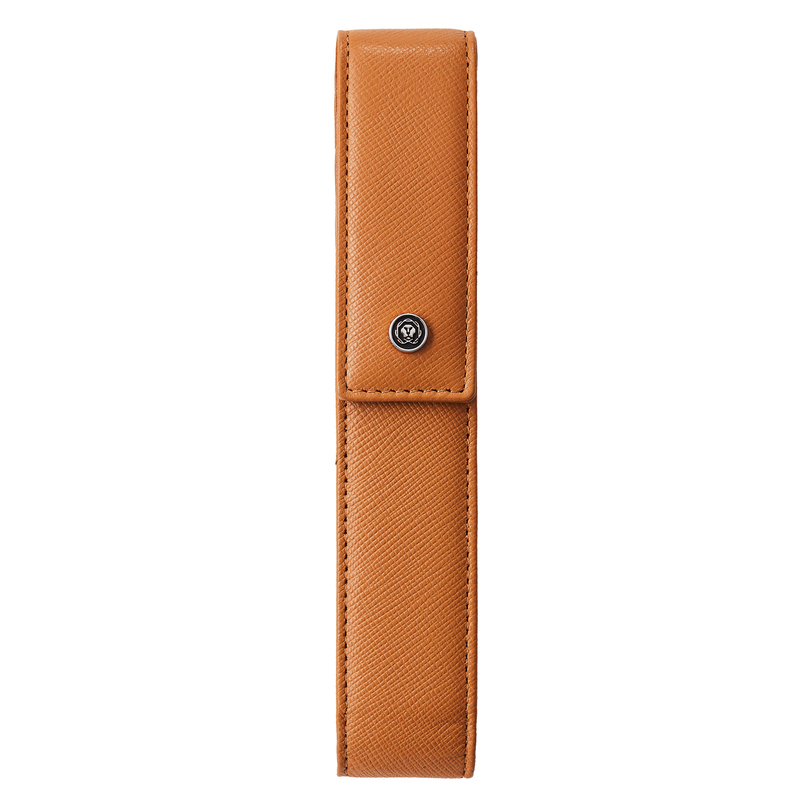 Astuccio Portapenne c/chiusura magnetica vera pelle Saffiano marrone Cross