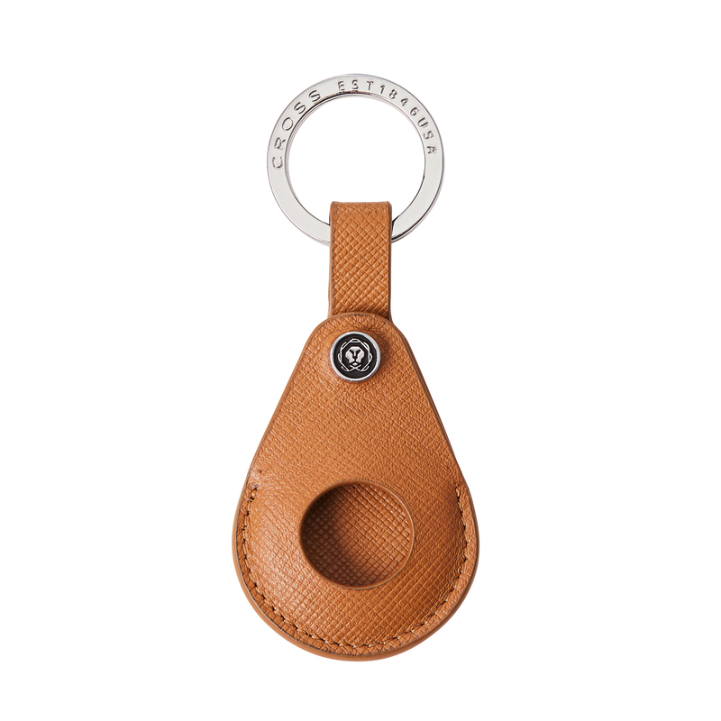 Portachiavi per Smart Tracker vera pelle Saffiano marrone Cross