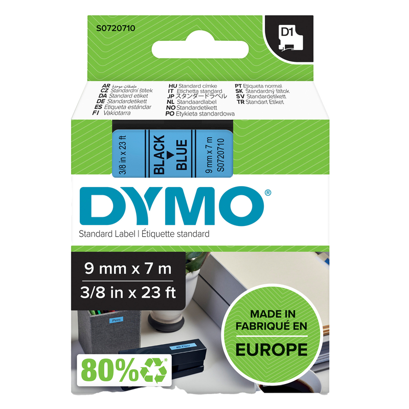 NASTRO DYMO TIPO D1 (9MMX7M) NERO/BLU 409160