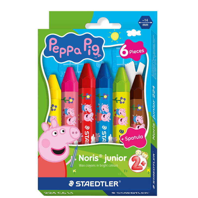 Astuccio 6pz pastello a cera jumbo NorisR Junior Peppa Pig colori assortiti Stae