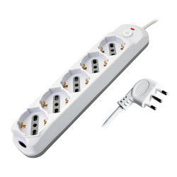 Presa multipla con pulsante e spina salvaspazio 5 prese bianco Melchioni