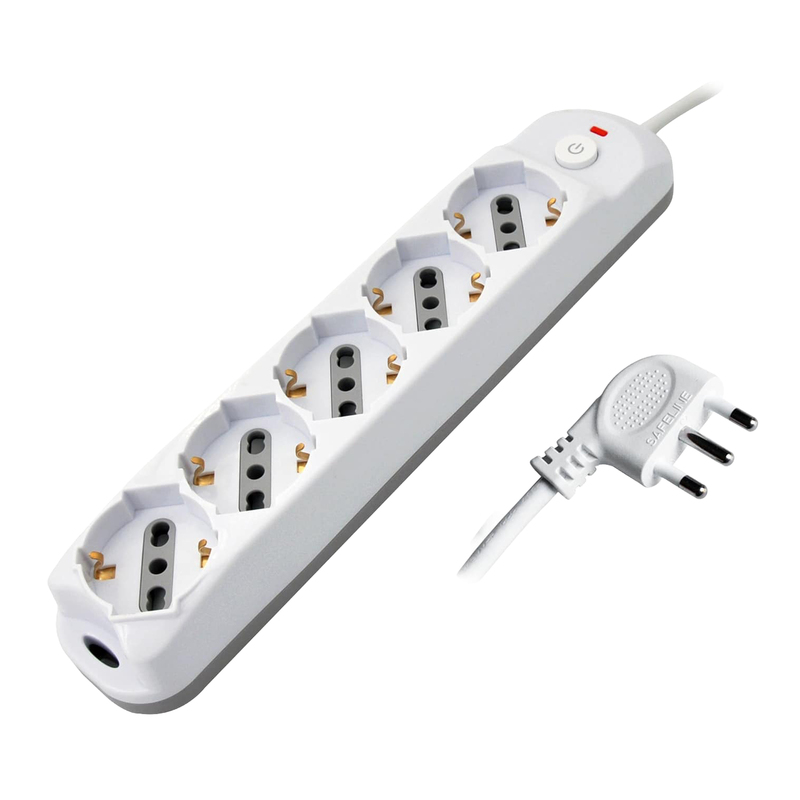 Presa multipla con pulsante e spina salvaspazio 5 prese bianco Melchioni