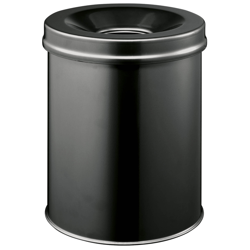 Cestino gettacarte tondo SAFE autoestinguente nero 15L Durable