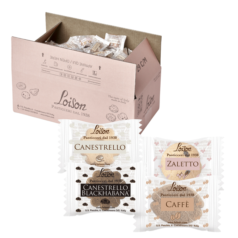Scatola 200 biscotti al burro assortiti 4 gusti classici 1250gr Loison