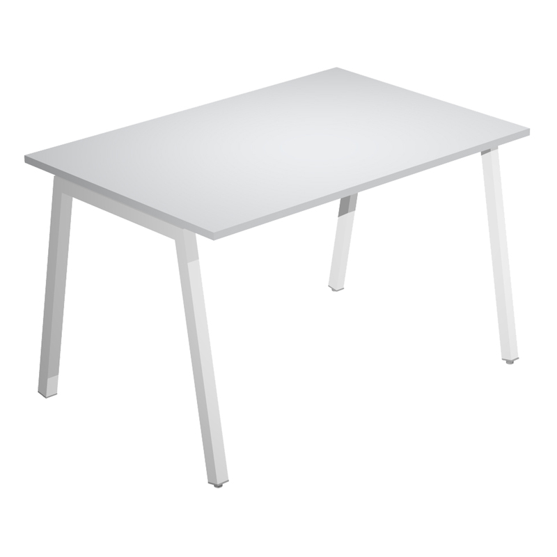 Scrivania lineare Easy struttura bianca gambe inclinate 120X80cm grigio