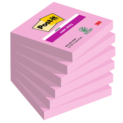 Cf. 6pz 90 foglietti Post-itR Super Sticky 76x76mm 654-6SS rosa