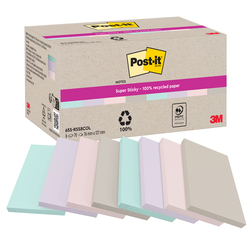 Cf. 8pz blocco 70fg Post-itRSuperSticky carta riciclata 76x127mm 622R-SS8COL ass