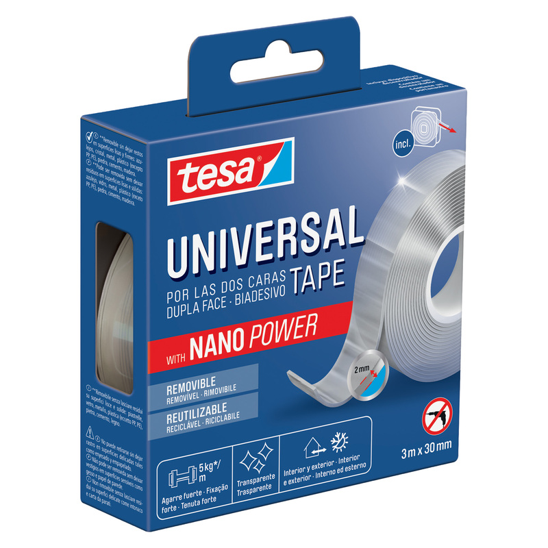 Nastro biadesivo universale 3m x 30mm con Nano Power tesaR