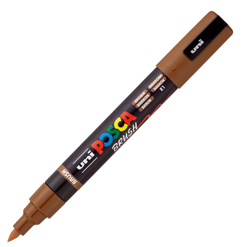 Marcatore Uni Posca PC5MBR punta brush 1.0 - 4.0mm marrone Uni Mitsubishi