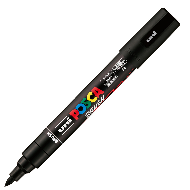 Marcatore Uni Posca PC5MBR punta brush 1.0 - 4.0mm nero Uni Mitsubishi