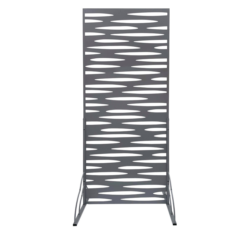 Pannello decorativo in metallo grigio con piadi laterali 80x180cm Verdemax