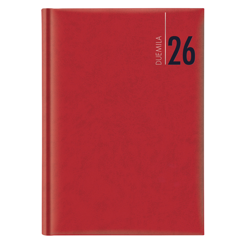 Agenda giornaliera 2027 dim.14,5x20,5cm cop. in carta imbottita rosso