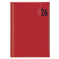 Agenda giornaliera 2027 dim.17x24cm cop. in carta imbottita rosso