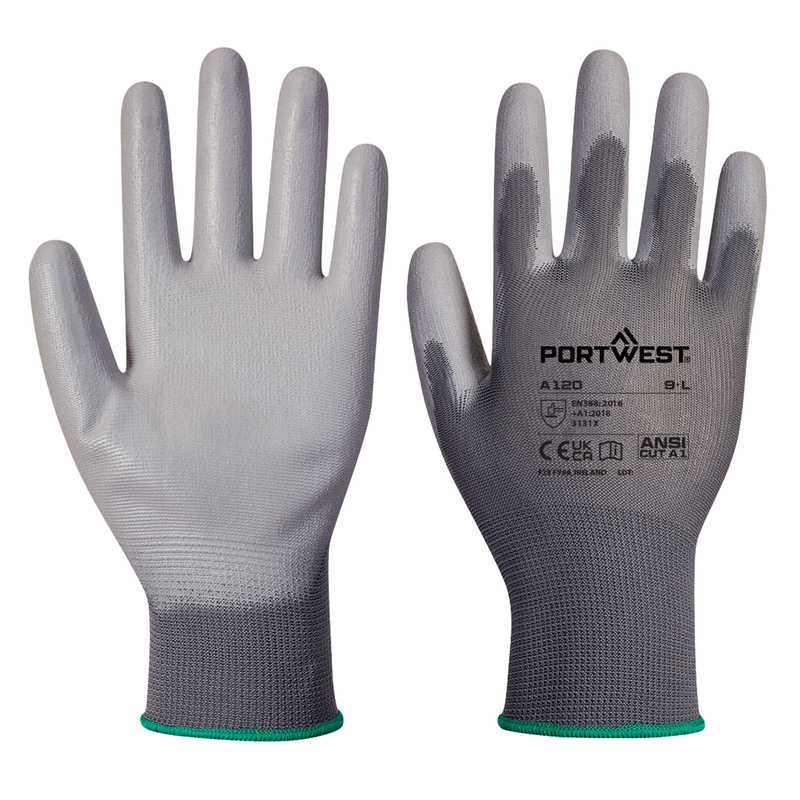 Guanti A120 con palmo in PU tg L grigio Portwest