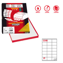 Etichetta adesiva C/518 bianca 100fg A4 70x40mm (21et/fg) Markin