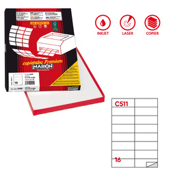 Etichetta adesiva C/511 bianca 100fg A4 105x37,12mm (16et/fg) Markin
