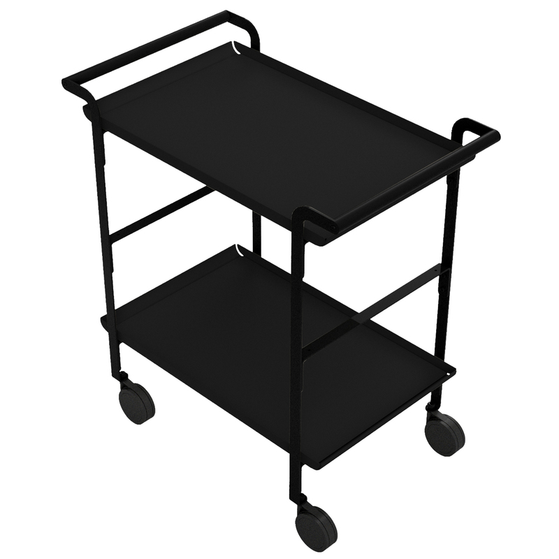 LINE'A carrello da servizio struttura nera - 2 ripiani NERI + Tovaglietta nera S
