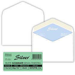 25 buste SILVER MATIC FSCR gommata bianca s/finestra 114x162mm 80gr Pigna Envelo