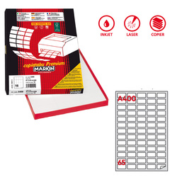 Etichetta adesiva A/400 bianca 100fg A4 38,1x21,2mm (65eti/fg) Markin