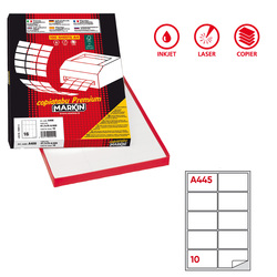 Etichetta adesiva A/445 bianca 100fg A4 99,6x57mm (10eti/fg) Markin