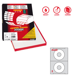 Etichetta adesiva A/460 bianca 100fg A4 x CD D114,5mm foro 41mm (2et/fg) Markin