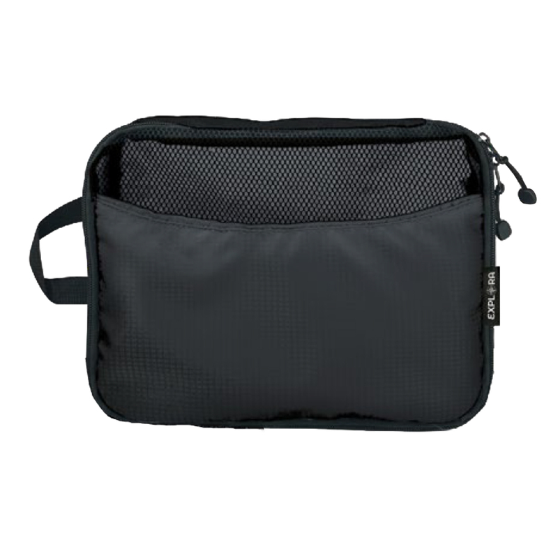 Set 3 organizer da viaggio Explora tessuto tecnico dimensioni assortite nero Leb