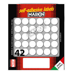 Etichetta adesiva bianca tonda D18mm (10fogli x 42etichette) Markin
