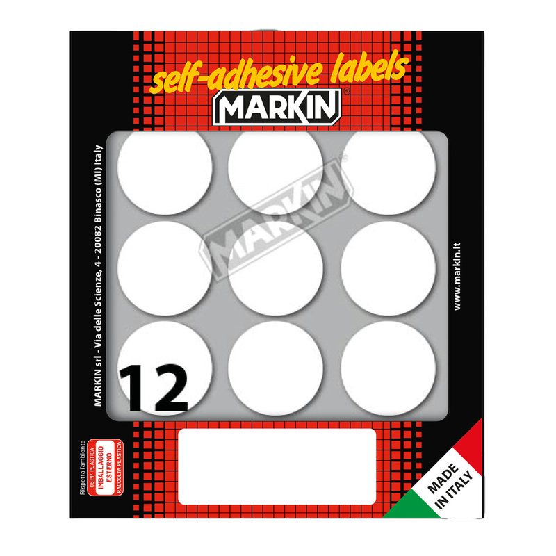 Etichetta adesiva bianca tonda D34mm (10fogli x 12etichette) Markin