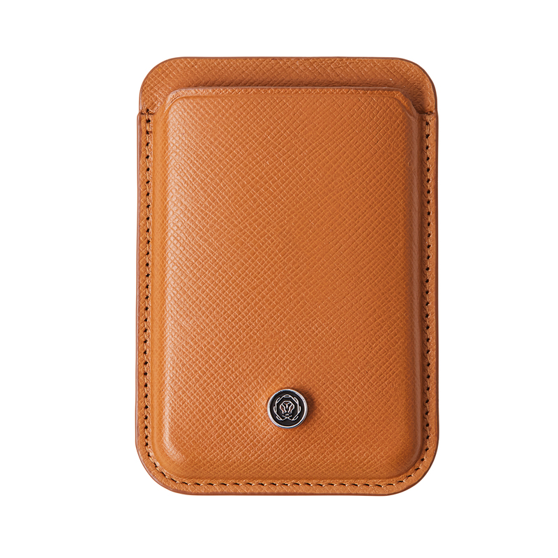Portacarte magnetico vera pelle Saffiano marrone Cross